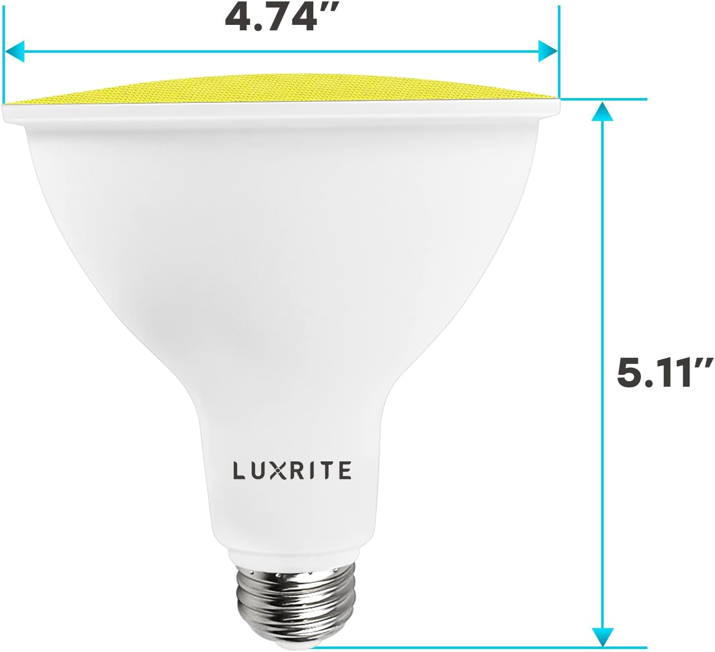 Luxrite LED PAR38 Flood Yellow Light Bulbs, 8W (45W Equivalent), Yellow Flood Light LED Bulb, Damp Rated, UL Listed, E26 Base, Indoor Outdoor, Holiday, Party, Decoration, Event, Home Lighting (4 Pack)