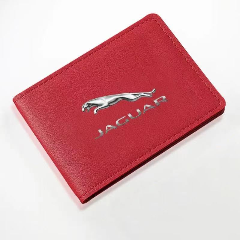 FXZNB Porta Documentos para el carné de Conducir, la Tarjeta del Seguro y la matrícula del vehículo, para la guantera, para Jaguar I-Pace、S-Type.,Red