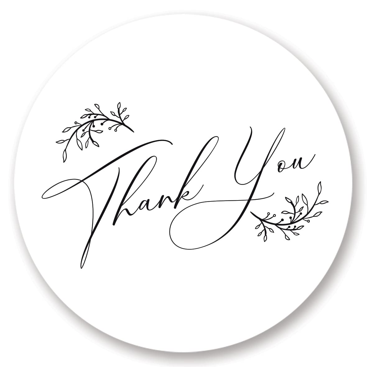 Floral 'Thank You' Stickers for Small Business/Wedding/Baby Shower/Hen Party/Birthday in Kraft Brown or White (37mm (35 per Sheet), White)