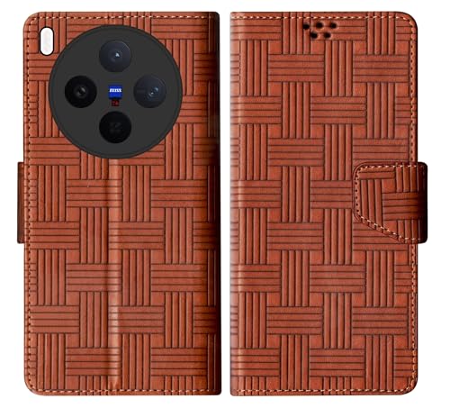 SBMS Flip Cover for Vivo X300 5G Back Cover Case with Magnatic Closure | Genuine Leather Finish | Inbuilt Stand | Card & Money Pocket | Wallet Style Flip Back Case Cover (Mat Tan)