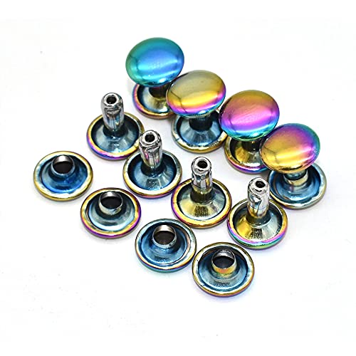 Rainbow Rivet 9mm Double Round Cap Rivet Iron Button Rivet DIY Leather Craft Sewing Accessories Purse Handbag Bag Hardware 50pcs
