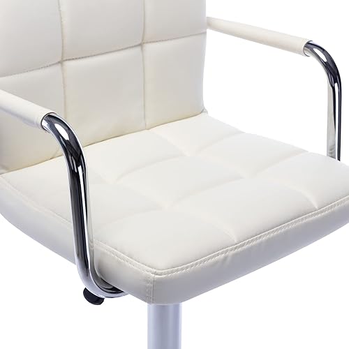 Miniatura 5 de Vogue Furniture Direct Moderno taburete de bar cuadrado de piel sintética, taburete de bar giratorio ajustable con respaldo y brazos, silla de