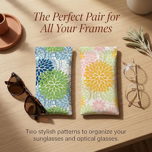 Étui à lunettes en polyuréthane souple finitions rétro et fleurs