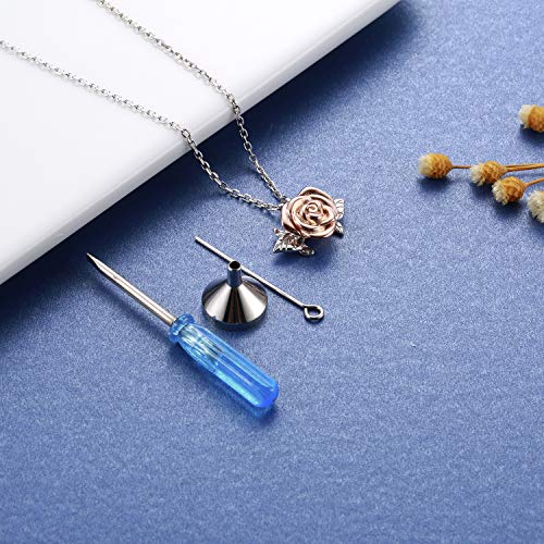 MANBU Rose Cremation Urn Jewelry for Ashes - 925 Sterling Silver Memorial Keepsake Ring Brecelet Necklace Gift for Women, Bereavement Gift for A Loss Of the Loved One (Necklace) - Image 5
