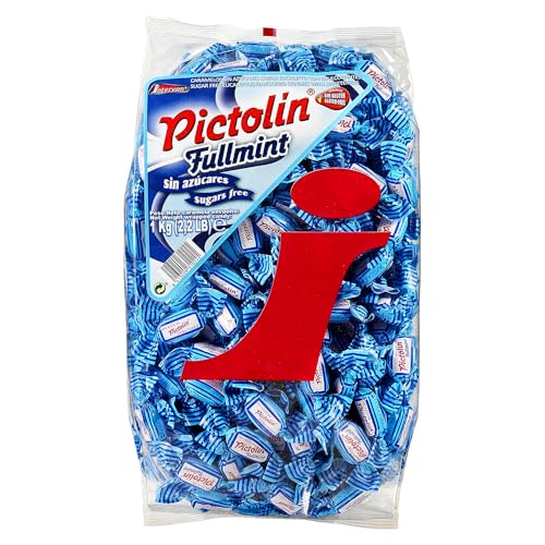 Intervan Pictolin Caramelos duros sin azúcar de menta completa, dulces de menta fuertes, 1 kg