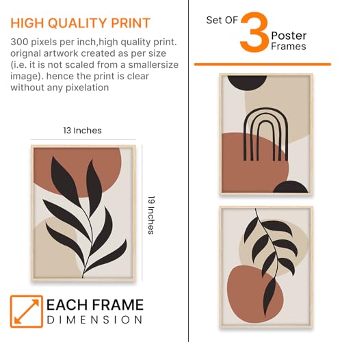 Image of BANGERZ Wall Art Painting Boho Artwork Living Room and Bedroom Frames Decor, Office and Framed Hotel Decoration Big Size Set of 3 (Artwork 2, 13x19 inch)