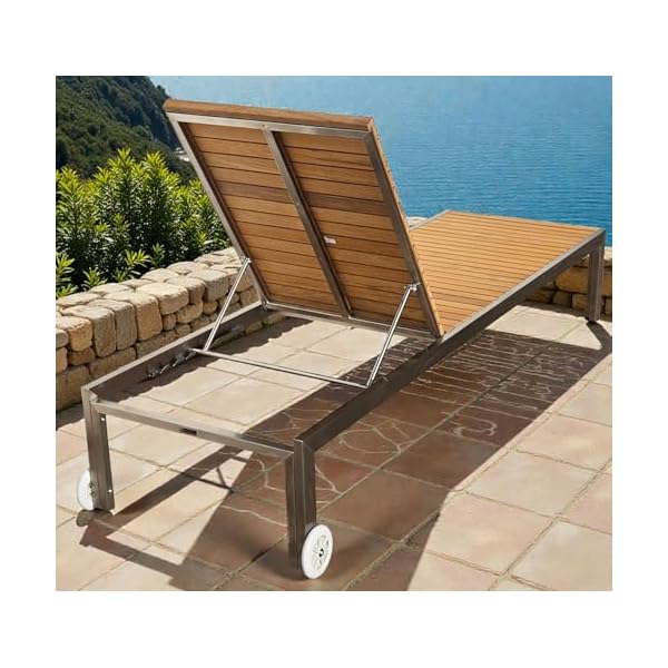 ALEOS Designer Sonnenliege Edelstahl & Teakholz
