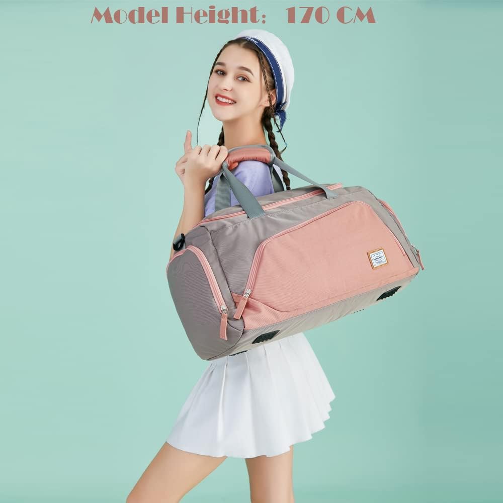 WindTook 40L Borsa Sportiva da donna Borsone Palestra Borsoni da Palestra con Scomparto Scarpe Borsone da Viaggio per Campeggio Nuoto Viaggio Palestra Sport Vacanza 53x27x27CM Rosa