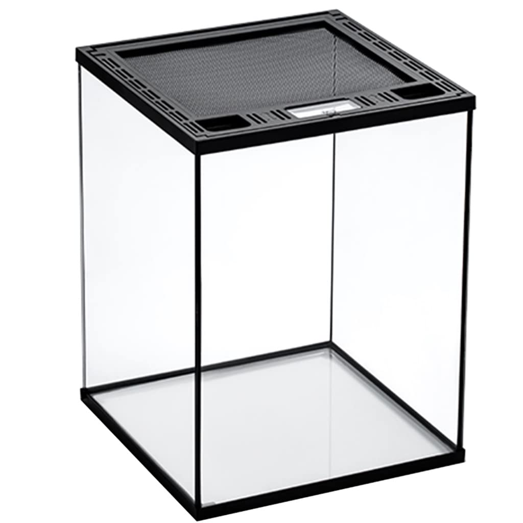 Rettili terrari Anfibi Vetro Habitat Schermo Superiore Ventilazione e Alimentazione per rettili criceti Ricci Piccoli (Nero 40x30x30 cm)