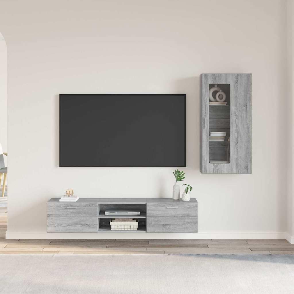 Mueble de TV Gris Sonoma de madera de ingenieria con acabado premium