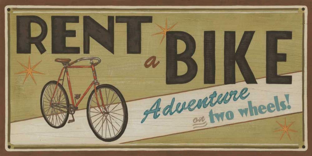 Feeling at home Lienzo-con-AMERICANO-BOX-Bike-Shop-II-Vess-Junio-Erica-Signs-Fine-Art-print-on-wood-frame-Horizontal-11x22_in