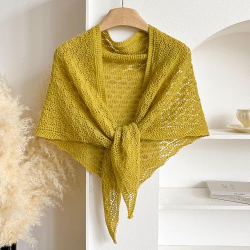 Sweater Shawl Wraps for Women Mesh Breathable Knitted Knotted Shawls Casual Scarf Cape Shoulder Tops2
