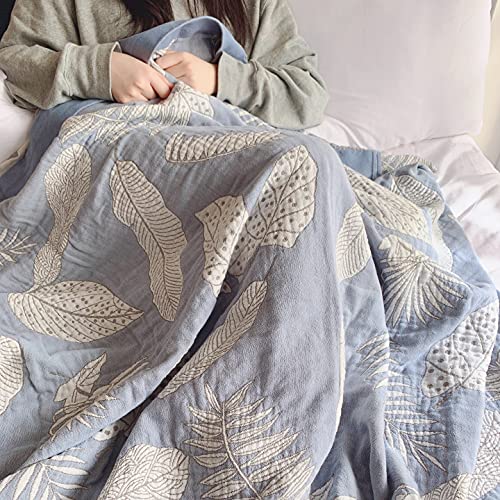 SHAMYMOON 綿100% 5重ガーゼケット 夏用 ブランケット タオルケット 北欧柄 防ダニ シングル150x200cm ソファーケット