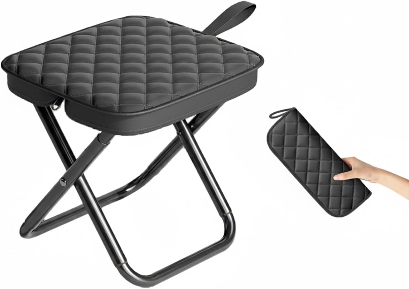 11.8" Portable Stool Folding Camping Stools for Adults Foldable Backpack Stool Pocket Chair Lightweight Travel Chair for Camping Fishing Hiking BBQ, Grey