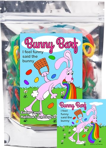 Bunny Barf Rainbow Lace Licorice Funny Unique Easter Basket Stuffer Gag Gift Candy for Birthday Girls, Boys and Teens (5.5 Ounces)