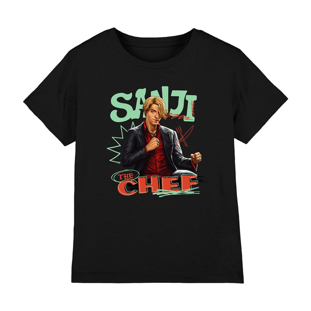 One Piece Sanji The Chef Kids T-Shirt, Black, 9-11Y