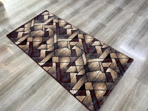 Image of Premium Runner Carpet, Vintage Medallion Pattern, Non Slip, Thick, Ideal for Bedroom, Living Room & Entryway, 3x5 Feet Maroon Beige Color