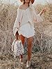 Aoudery Flowy Shorts for Women Casual Boho Ruffle Tiered Skorts High Waist Mini Skirts Golf Tennis Butterfly Crochet Shorts - A White S #2
