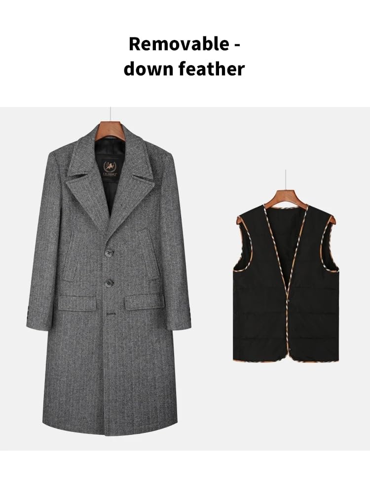 Classico Cappotto Di Lana A Spina Di Pesce Singolo Petto Addensato E Staccabile Piumino Casual Cappotto Di Lana Uomini