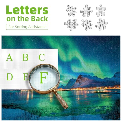 Image of Northern Lights 500 Piece Puzzles for Adults Aurora Nature Landscape Jigsaw Puzzles Family Challenging Mountain Lake Scenery Puzzles (21 inchx15 inch)