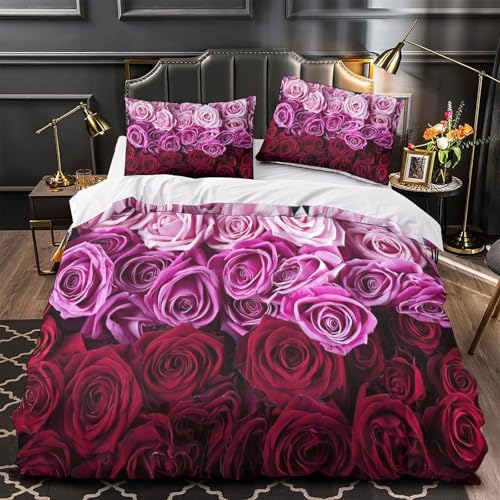 Parure de lit rose 3D pour une chambre d'ado douce et moderne avec housse King