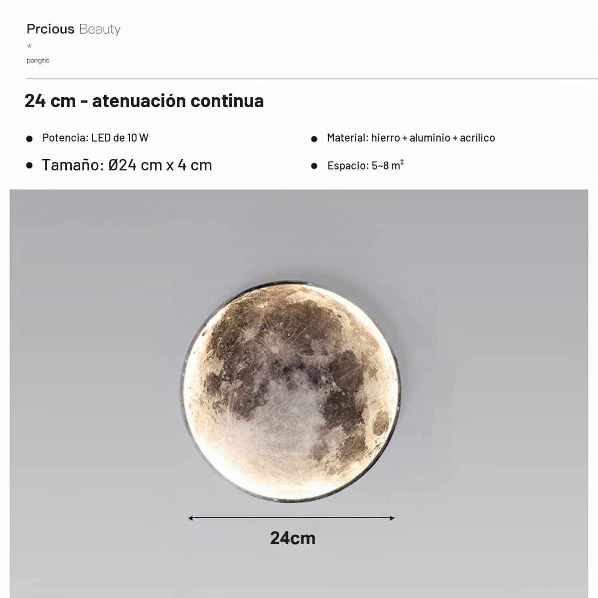 Lámpara de Pared LED Luna con Control Remoto, Aplique de Pared Interior Moderna Redonda Lampara de Mesilla Acrílico Luz de Pared para Dormitorio Sala de Estar Escalera Iluminación (24cm)