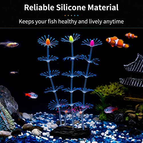 Uniclife Strip Coral Plant Ornament Glowing Effect Silicone Artificial Decoration For Fish Tank, Aquarium Landscape (Blue) Fish Aquarium Decoration Glow In The Dark Fish Tank Decorations #TOP1
