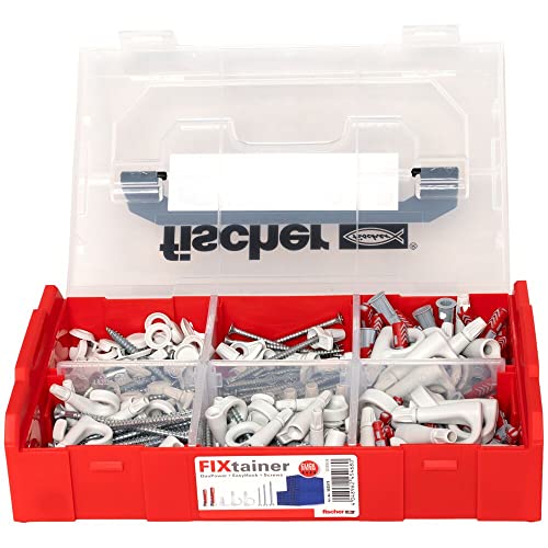 fischer FixTainer DuoPower + EasyHook + Schraube TX, Set aus verschiedenen Haken, DuoPower Dübeln, Abdeckkappen und Schrauben… – Ansicht 2