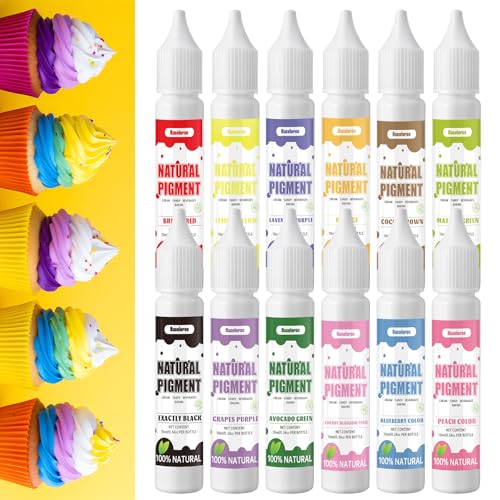 Image of Natural Liquid Food Coloring Set - 12 Vibrant Colors, 0.34 fl oz Each, Food-Grade, Gluten-Free, Odorless, Vegan, Non-GMO, Kosher Safe Dye for Baking, Cake Decorating, Easter Eggs, Icing, Cookies, Drinks & Fondant (12-color set)