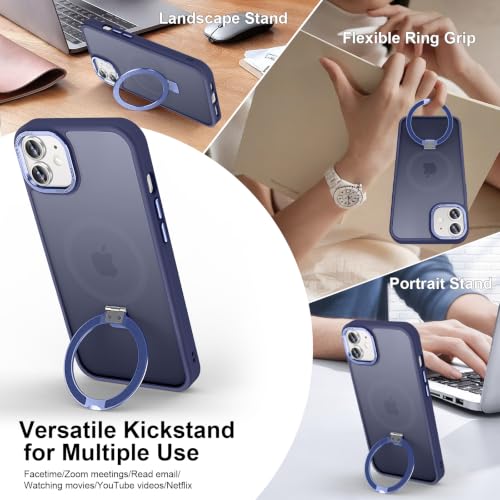 Lufanbis Magnetic for iPhone 12/12 Pro Case with Ring Stand, Blue - image 3