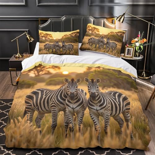 Linge de lit zèbres 3D King en microfibre premium douce pour lit double - 2
