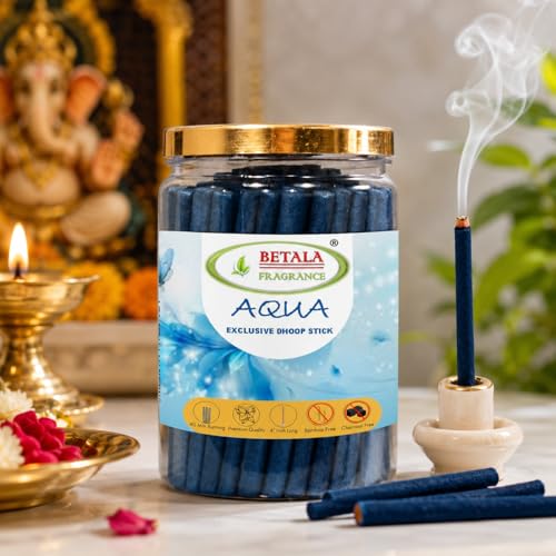 Image of Betala Fragrance Aqua Dhoop Sticks 200g | Dhup Batti | Dhoop Batti | Agarbatti Without Bamboo | Charcoal Free Incense Sticks | Fresh Aqua Fragrance | Approx. 70 Sticks