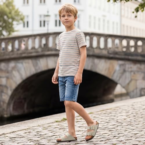 Image of K KomForme Kids Sandals Boys Girls Slide Cork Footbed Slipper with Adjustable Straps for Little Kid /Big Kid
