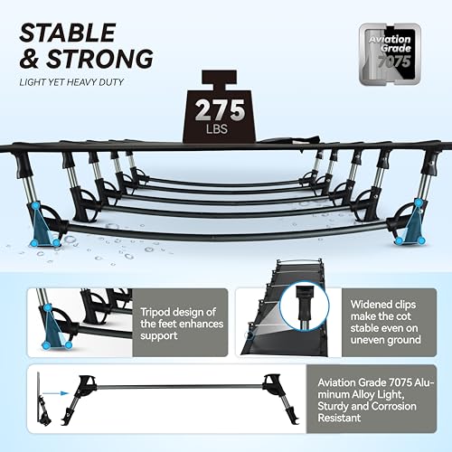 MARCHWAY-Ultralight-Folding-Tent-Camping-Cot-Bed-Portable-Compact-for-Outdoor-Travel-Base-Camp-Hiking-Mountaineering-Lightweight-Backpacking-Black