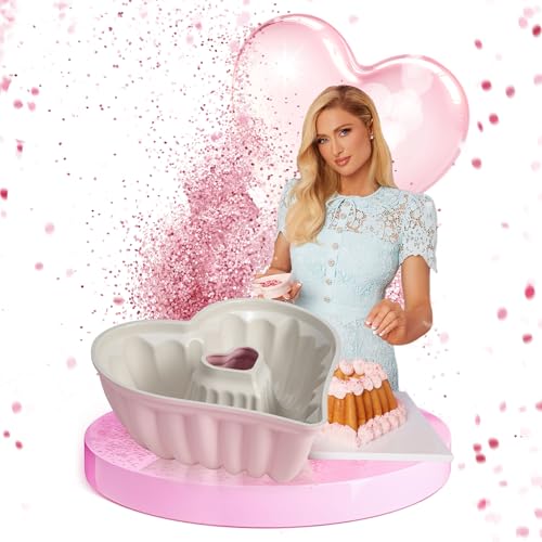 Paris Hilton – Kuchenform aus Aluminiumguss mit keramischer Antihaft-Beschichtung – Gleichmäßige Backergebnisse, 26x285x10mm, Herzform, Spülmaschinenfest