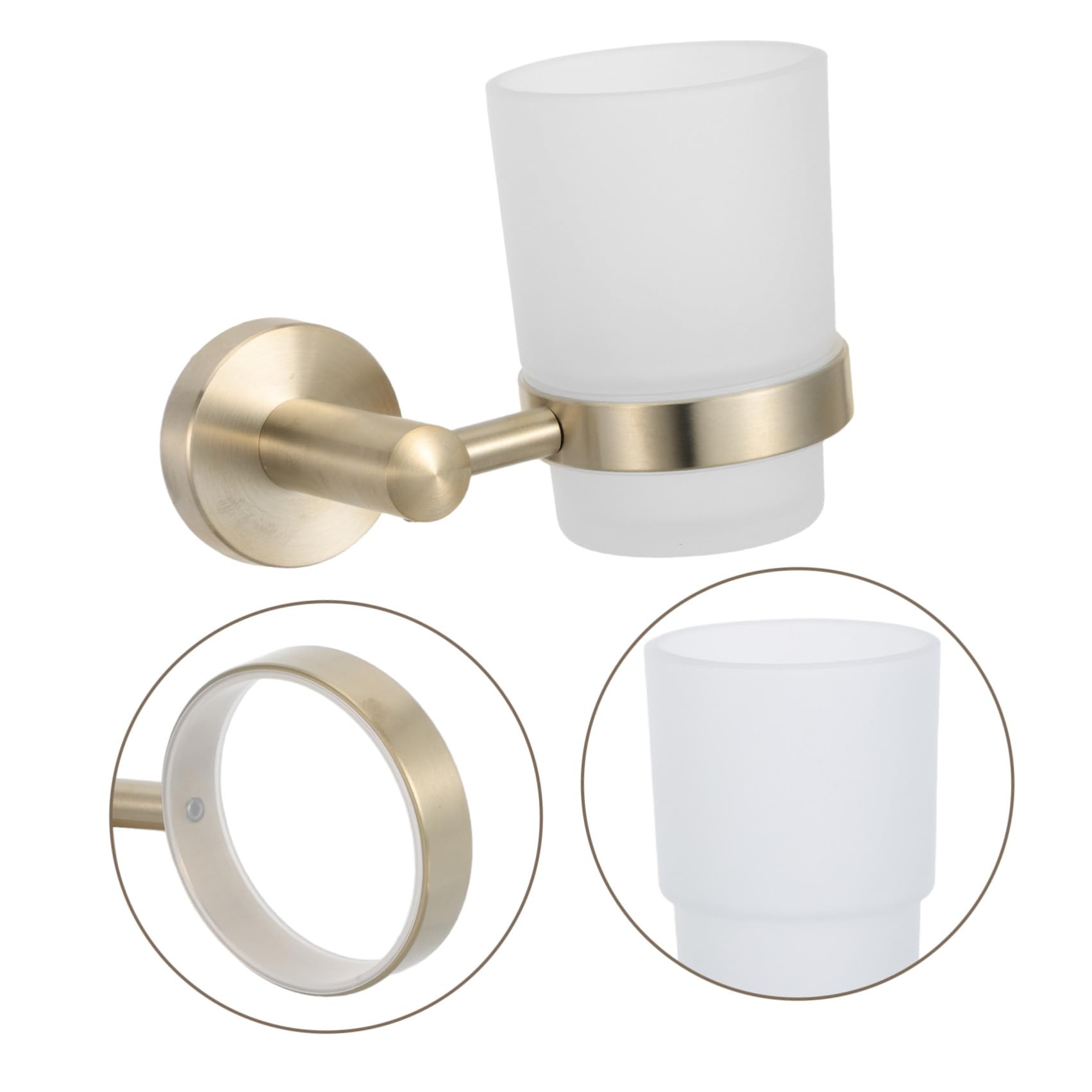 TEHAUX Portacepillos de Dientes de Pared para Baño en Acero Inoxidable | Vaso de Vidrio Esmerilado, Diseño Mural Estable, Accesorio Incluido para Uso en Cocina y Dormitorio