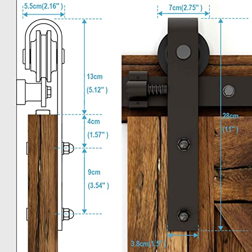 201cm/6.6FT Schiebetürbeschlag Set Schiebetürsystem Zubehörteil für Schiebetüren Innentüren, Schwarz/Sliding Barn Door Hardware Kit
