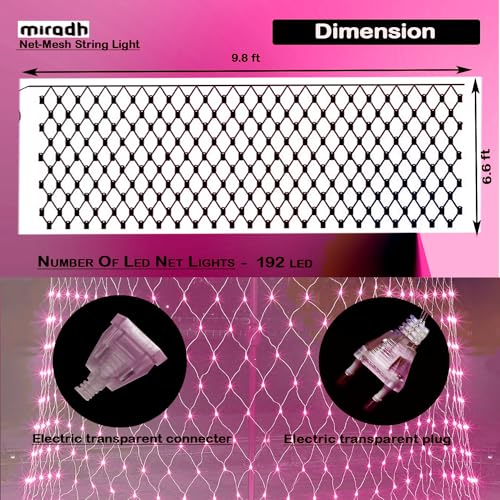 MIRADH Led Net Mesh String Lights - Diwali Lights for Decoration for Home Diwali Lights for Home Decoration led Lights for Ganesh Puja 9.8ft x 6.6ft 192 LEDs (8 Mode Warm-White) product image 10