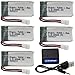 Blomiky 5 Pack 3.7V 400mAh 25C Li-Po MX2.0 Plug Battery Suitable for Some Small RC Quadcopter Drone Aircraft /3.7V 400mAh MX 5