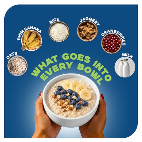 Image of ProToGrow Ready to Eat Oats with Bhim Banana & Real Cranberries - 300g Jar (Pack of 2) | High Dietary Fibre & Protein Rich | No Refined Sugar | Gluten Free | Healthy Breakfast for all Ages