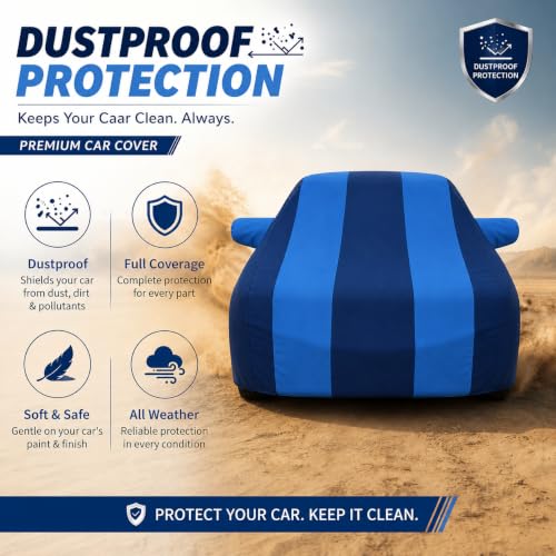 Image of Autofurnish 'Arc Series' Car Cover for Toyota Innova 2015 (Water-Resistant, Triple Stitched, Bottom Elastic, Dustproof, Secure Buckle Strap, Full Body Protection Car Body Cover) Colour: ARC Aqua