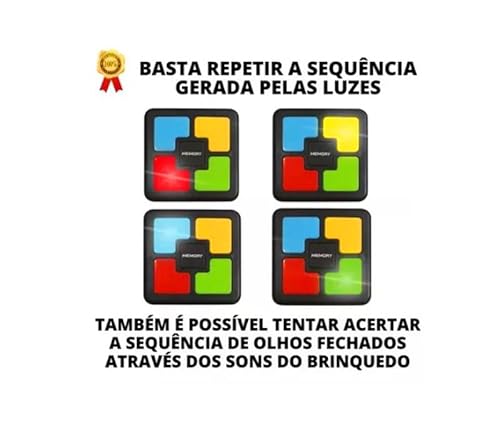 Jogo Memória Eletrônico Quatro Cores Com Sons e Luzes Brinquedo Educativo HDL