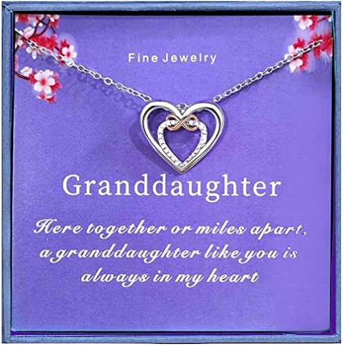 Granddaughter Gifts from Grandma Silver Infinity Heart Necklace from Grandmother, Best Birthday Gift Ideas, Pendant Jewelry Necklaces Valentines Day gifts