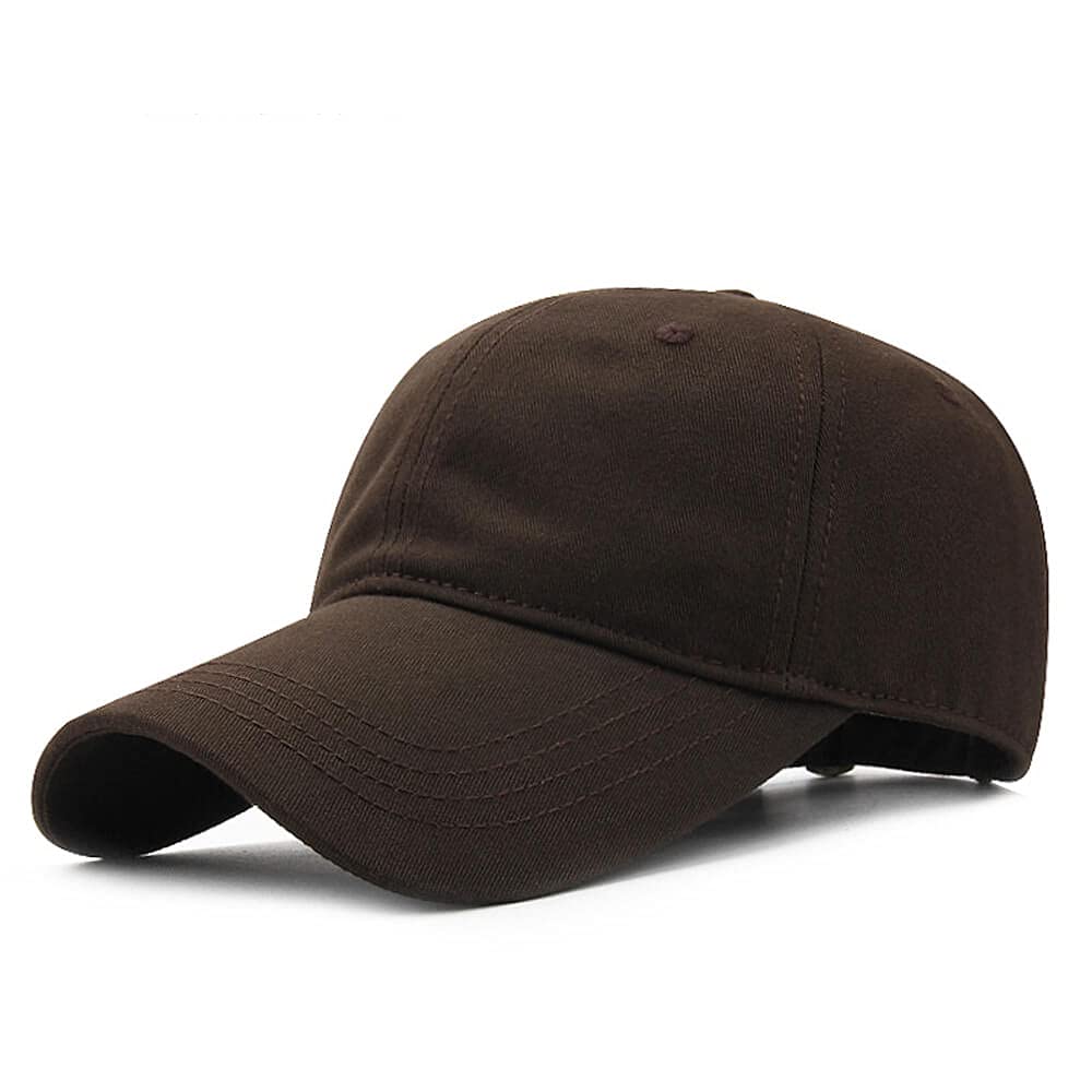 Yizhichu1990 3.5" Long Bill Oversize Baseball-Cap Men Women Plain Twill Cotton Polo Dad Hat (Coffee, XL(60-65cm))