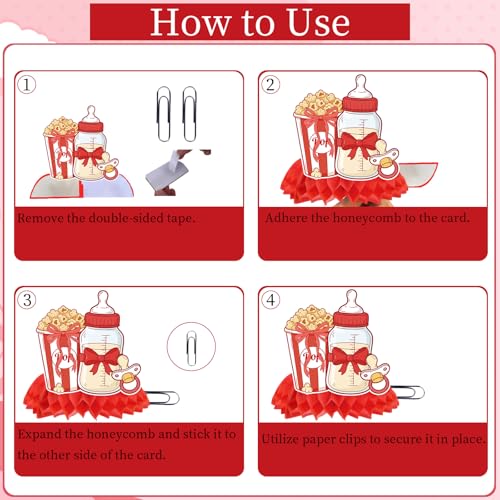 Image of Ready to Soda Pop Decorations - 9 Pcs She's Ready to Soda Pop Baby Shower Honeycomb Centerpieces Decorations, Red and White Decor Supplies for Gender Reveal Baby Shower