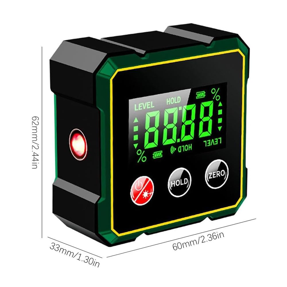 2 in 1 Digital Angle Finder Magnetico Laser Elettronico Misuratore di Angolo Magnetico Ricaricabile 4 Lati Inclinometro Trasportatore Retroilluminato LCD