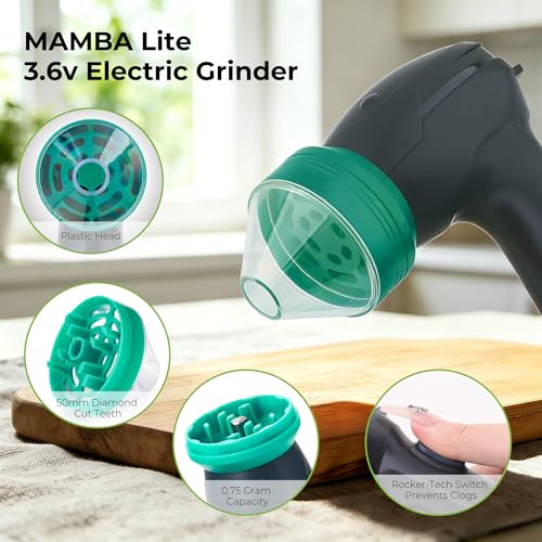 Image of Mamba Lite Electric Spice Grinder, USB-C Rechargeable Kitchen Grinder for Dried Culinary Herbs and Seasonings, Green