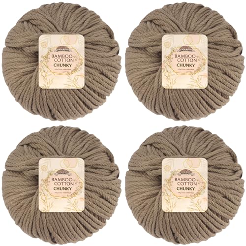 JubileeYarn Bamboo Cotton Chunky Yarn - 100g/Ball - Coffee Lover - 4 Balls