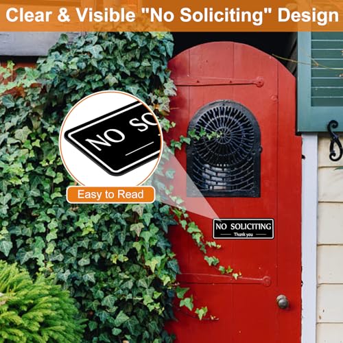 2 pack no soliciting sign for house strong self-adhesive no solicitation signs 7934x2834 thick acrylic weatherproof and sturdy sign for front door home office wall keep solicitors away
