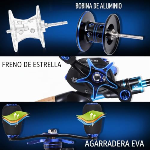 Caña de pescar sin pelucas de hilo Sougayilang combo con carrete de baitcaster MH 2 piezas 4